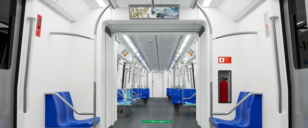 Interior do novo trem projetado para a Linha 2-Verde do Metrô